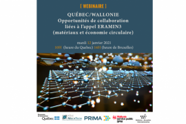 Webinaire "Québec-Wallonie: opportunités de collaboration dans le domaine des nouveaux matériaux et de l'économie circulaire"