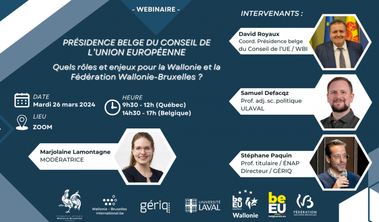 Webinaire - Présidence belge Conseil U.E : rôles et enjeux Wallonie & FWB